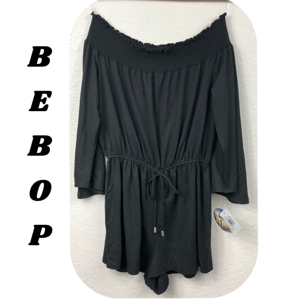 Bebop Smock Neck Tie Waist Romper Long Sleeve Med